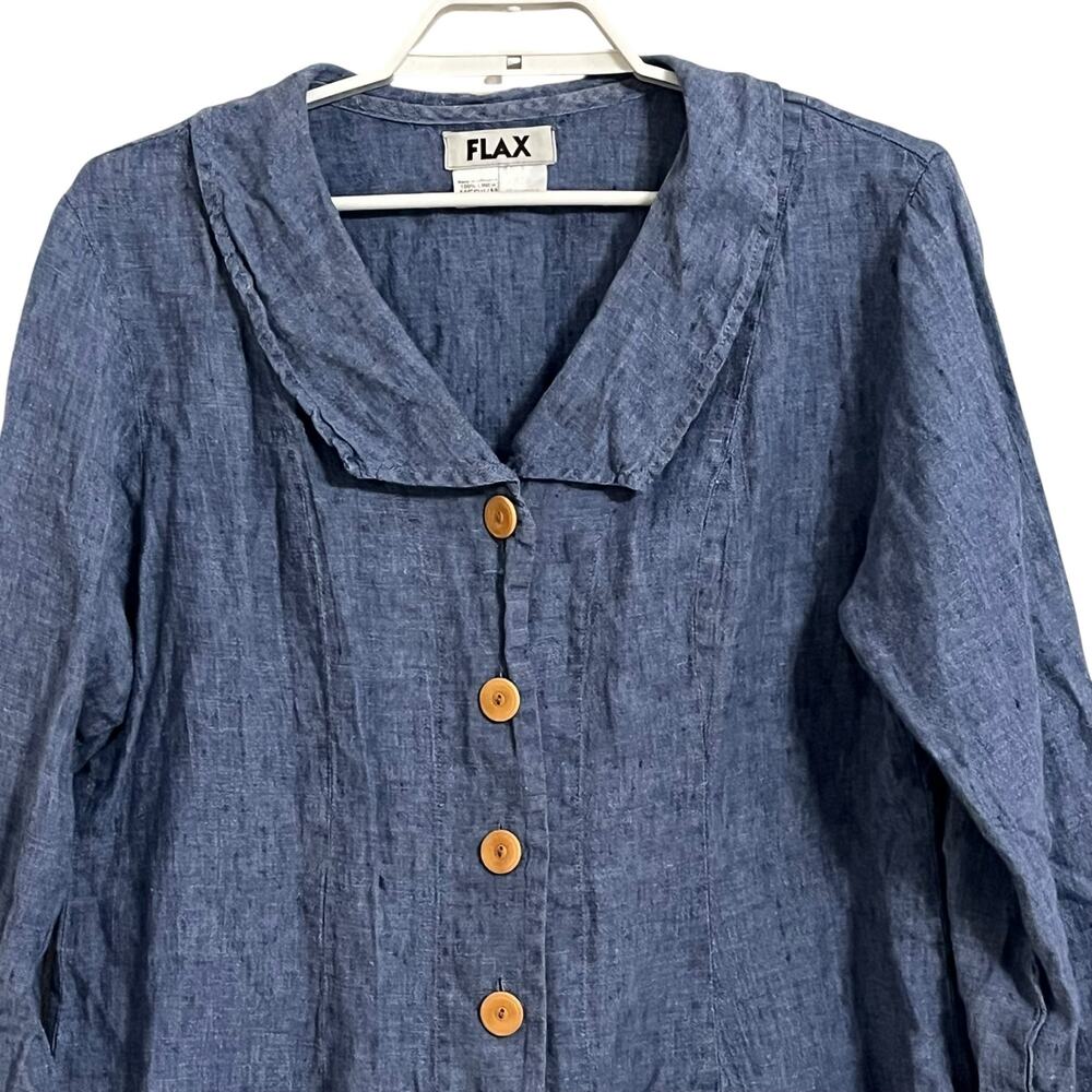 Flax Collared Button Down Lightweight Blouse - image 2